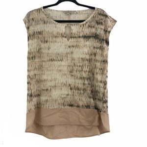 Calvin Klein Short Sleeve Cream and Black Blouse